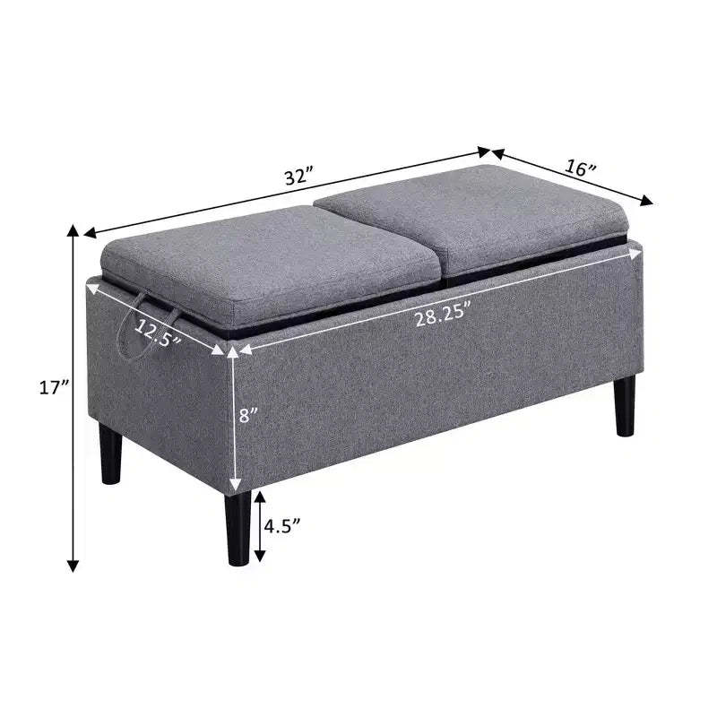 HomeStock Comfort Magnolia Storage Ottoman with Trays