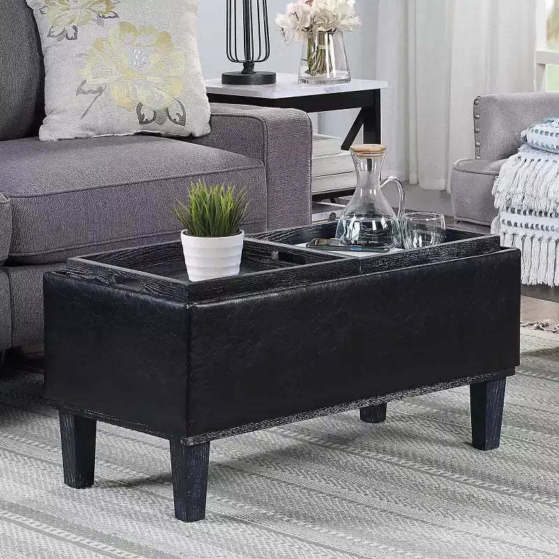 HomeStock Comfort Brentwood Storage Ottoman with Reversible Trays