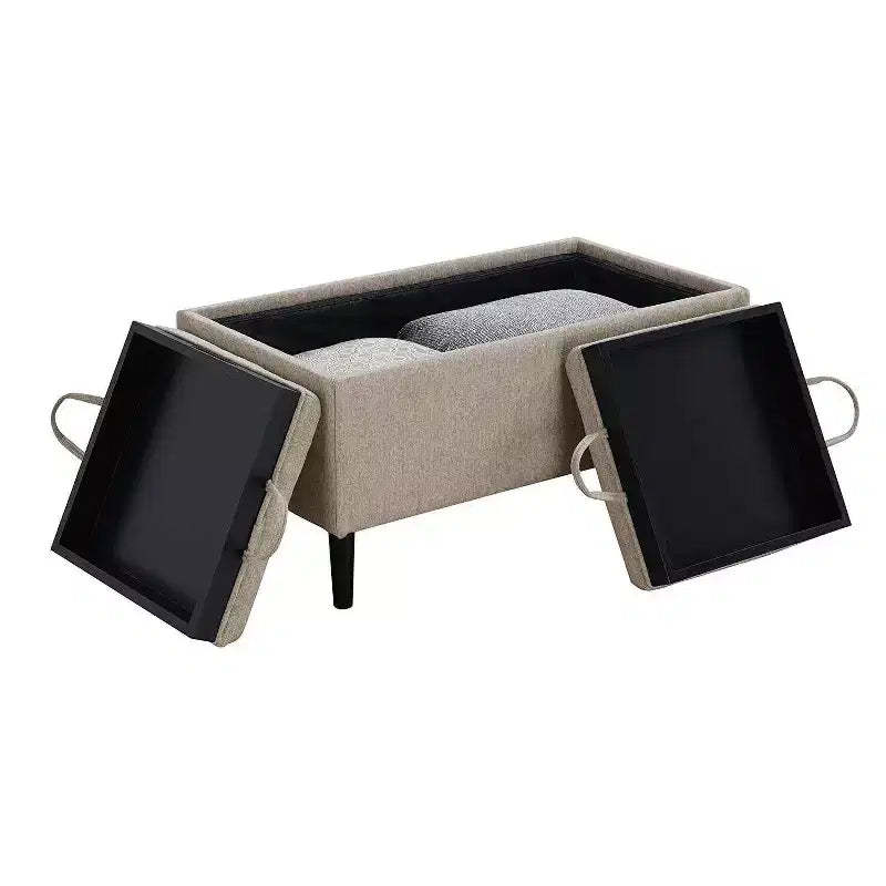 HomeStock Comfort Magnolia Storage Ottoman with Trays