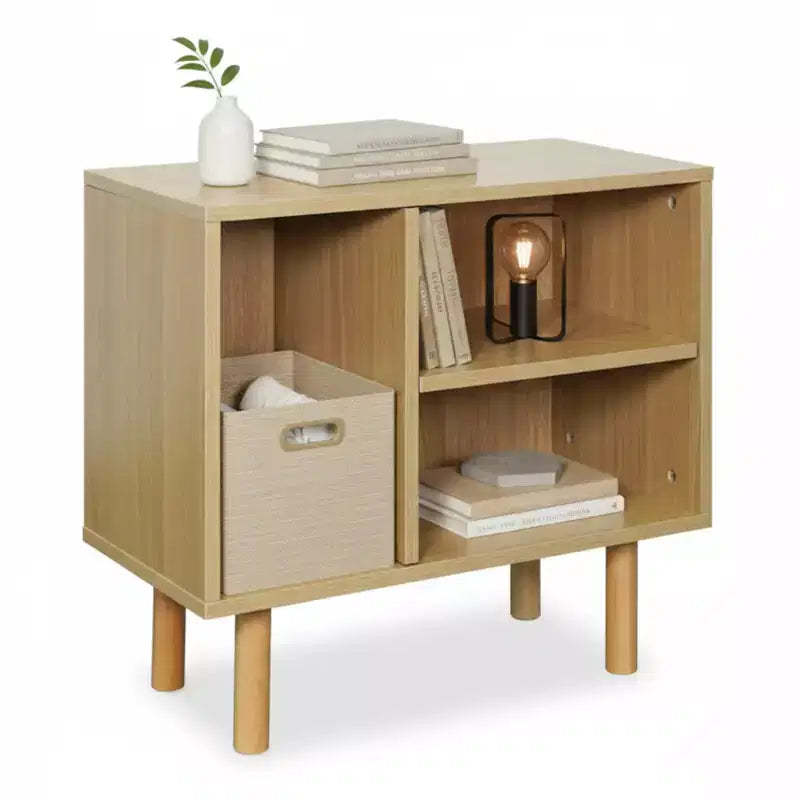 Home Zone Living Stackable Storage Cube End Table with Customizable Door and Shelf Options
