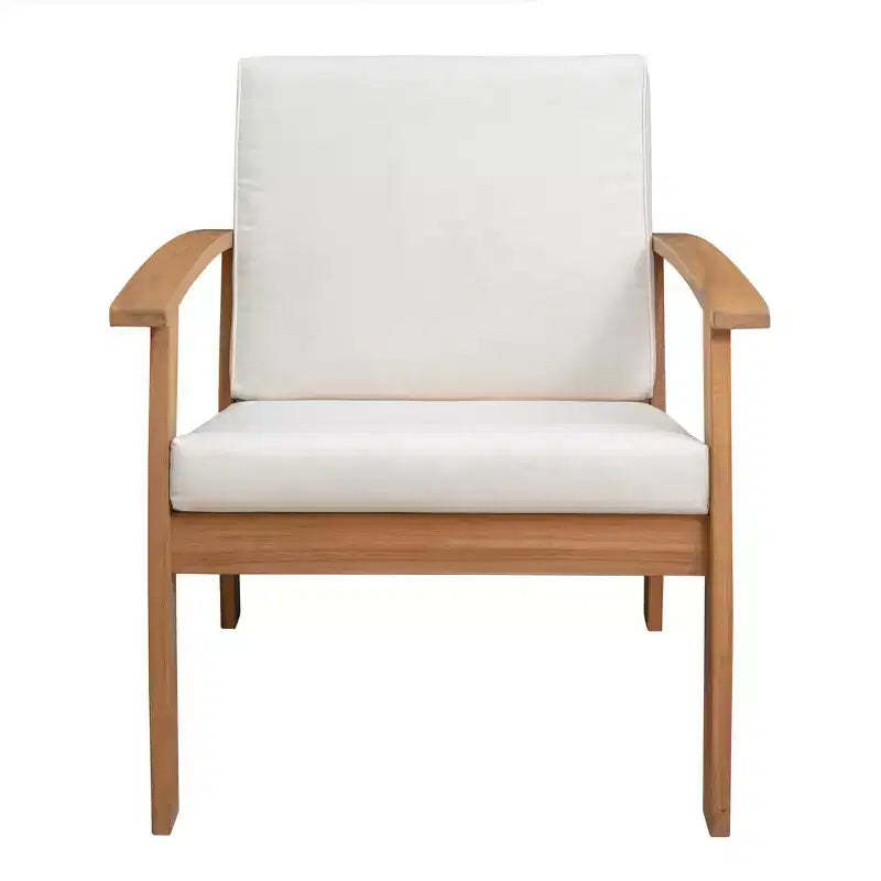 Balkene Home 63342 Lio Wooden Armchair With Cushions Modern & Contemporary Lounge Chair Patio Living Room Study Garden & Outdoors Soft- Brown & White