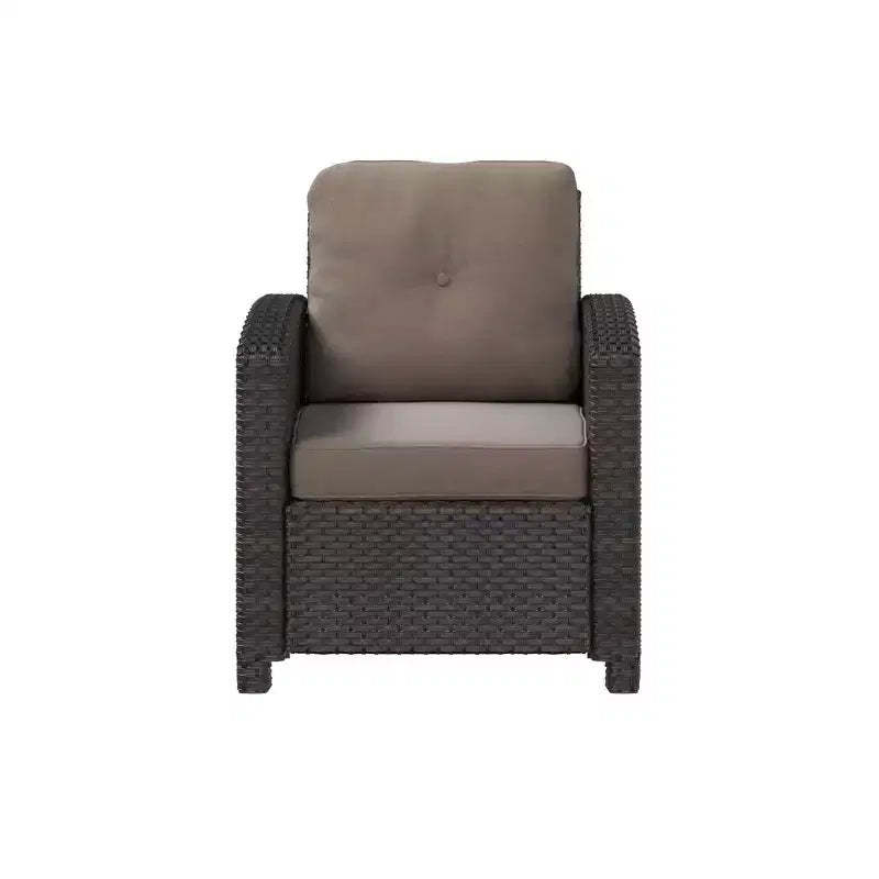 Balkene Home 63361 Miles Club Chair Outdoor Club Chair Patio Armchair With Khaki Cushions All Weather Durability & Fade Resistant - Mocha Wicker