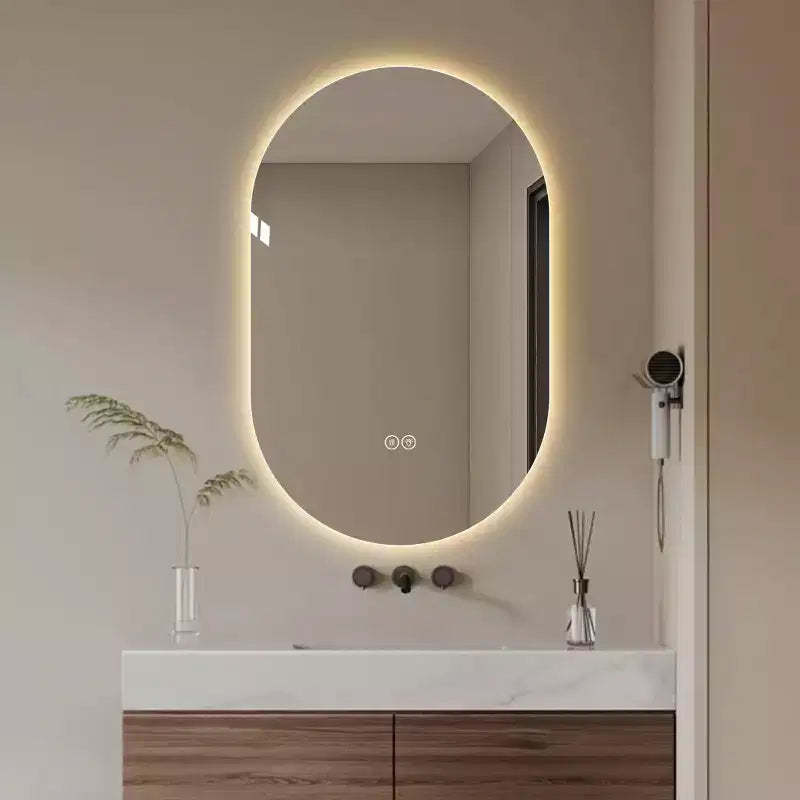 GDFStudio Lark 48 Modern Oval Anti-Fog LED Bathroom Mirror with Adjustable Light Modes
