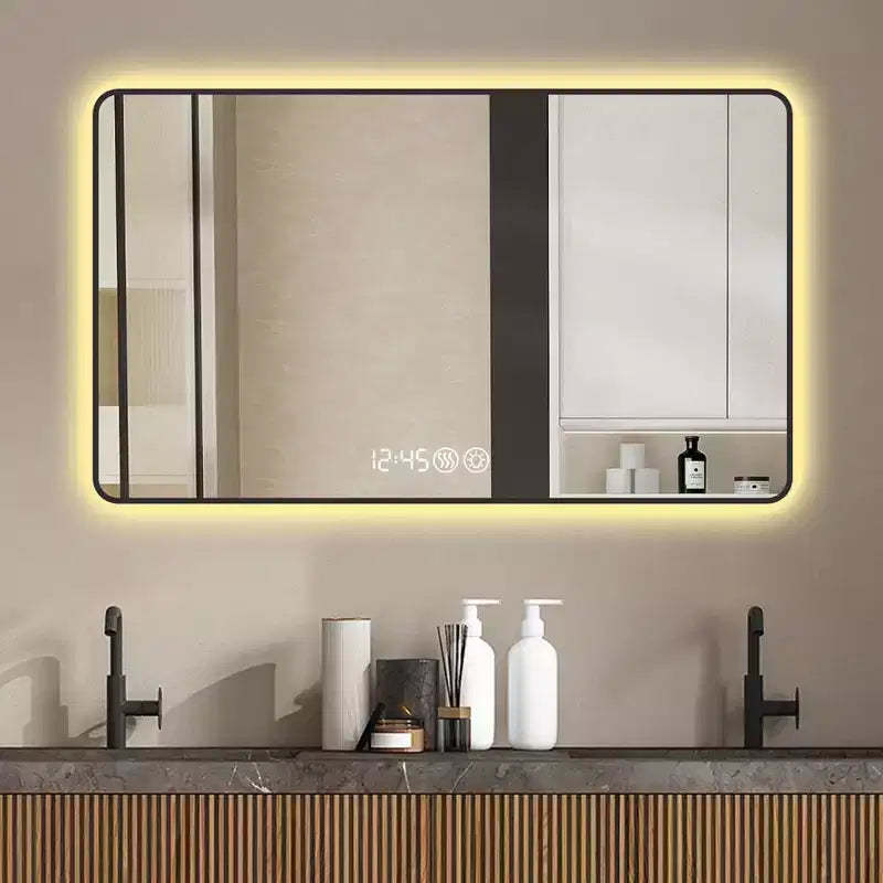 GDFStudio Rion Modern 39W Rectangular Vanity Mirror with Rounded Corners and 3 Lighting Modes