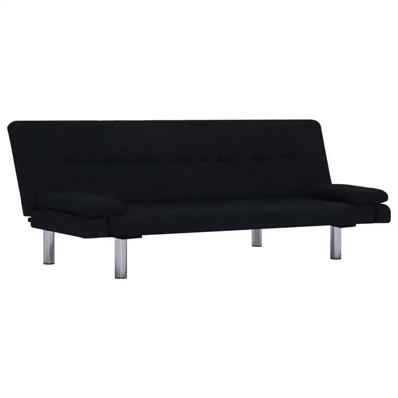 vidaXL Sofa Bed with Two Pillows Black Fabric