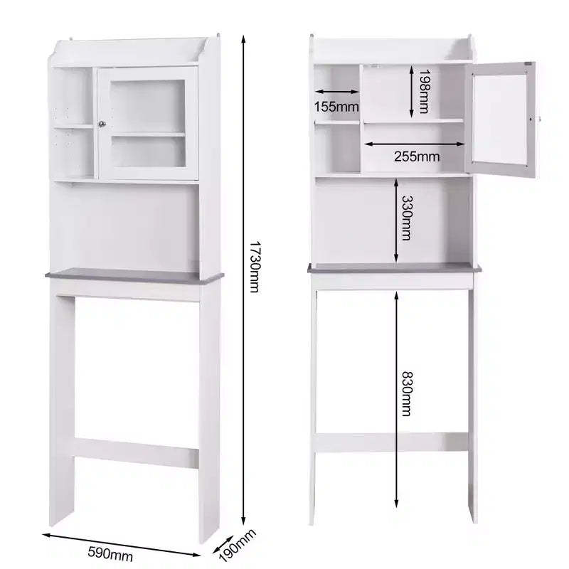 Okak 68 Inch Over Toilet Storage Cabinet with Open Shelves, Wood Bathroom Storage Cabinet for Home, Bathroom