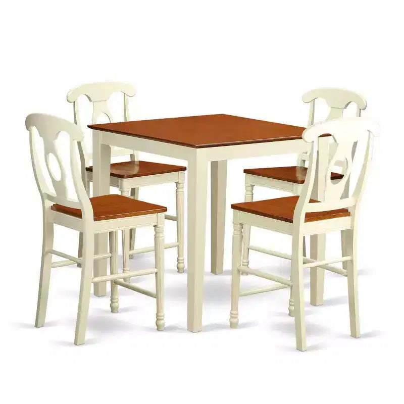Kitchen Counter Table Set - 5 Piece Dining Set with Chairs - 36x36 Inch - Modern Design