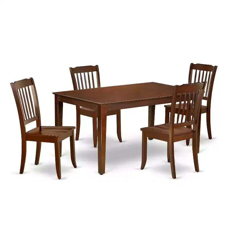 Beach Patio Dining Set 5pc Rectangular Table & Chairs Outdoor Furniture 60 Inch