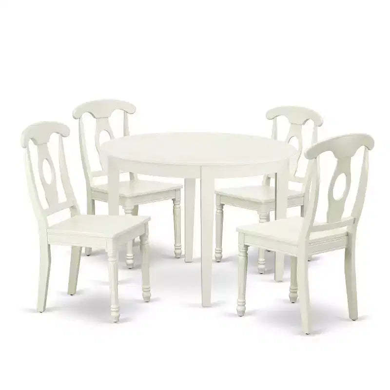 Round Patio Table Set 42 Inch Outdoor Dining Table with 4 Chairs Beachy Design