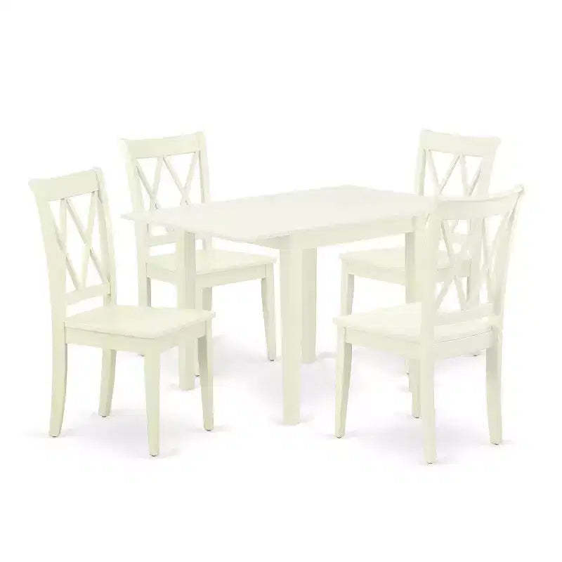 HomeStock 5-Pc Linen White Finish Solid Wood Top-Dining Room Set-Seats 4