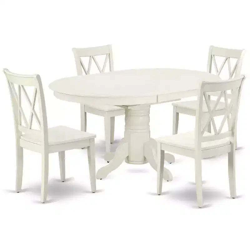 Oval Dining Table Set 5pc - Renaissance Style Table & 4 Chairs - Elegant Dining Room Furniture