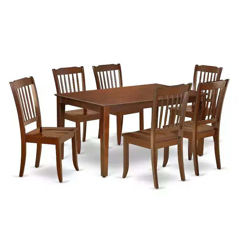 Rectangular Dining Set 7Pc - Rococo Style Table & Chairs - Elegant Dining Room Furniture