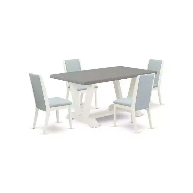 HomeStock 5-Piece Rectangle Natural Oak Finish Solid Wood Top Dining table with 4 Chairs