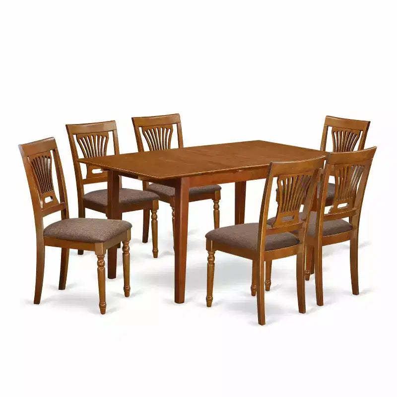 Modern Kitchen Table Set - 5 Piece Dining Set, Rectangular Table & 4 Chairs, Small Space Friendly, Saddle Brown Finish