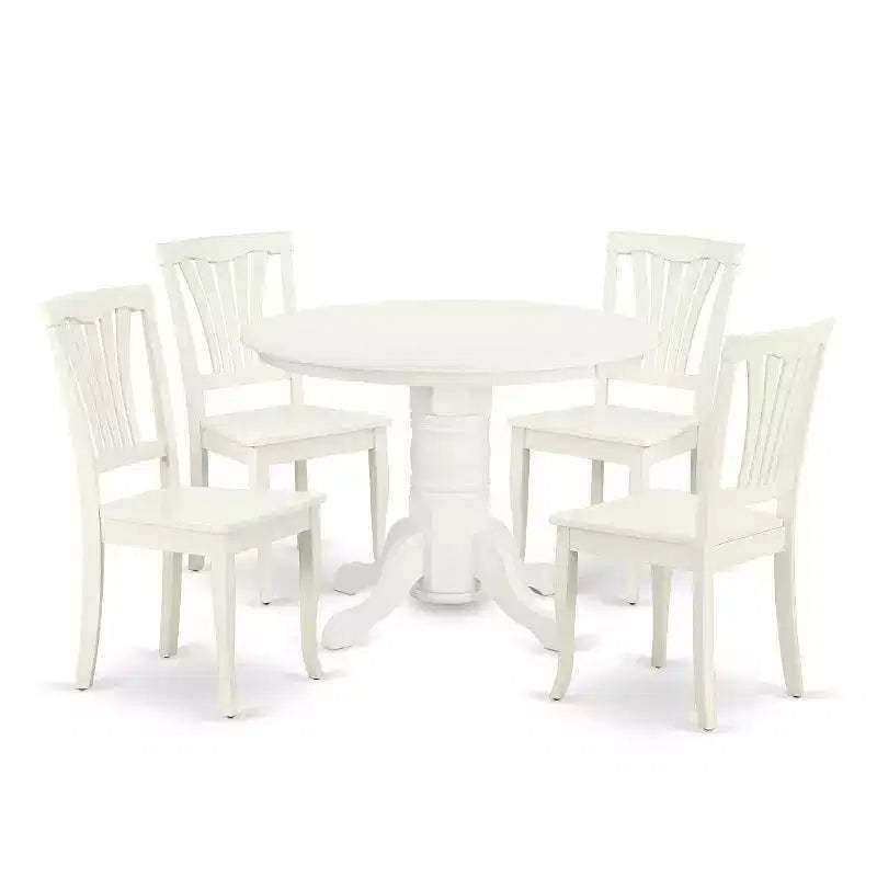Southwestern Dining Set 5Pc Round Table & Chairs - 42 Inch Table, Vertical Slatted Design
