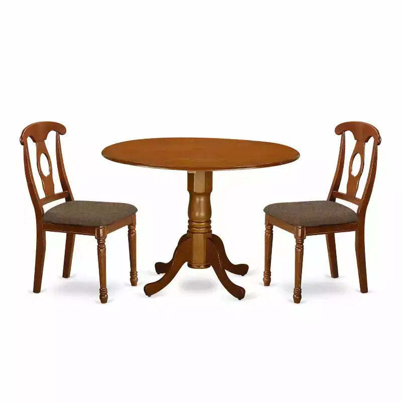 5-Piece Saddle Brown Finish Solid Wood Top - Dining Room Set - Seats 4