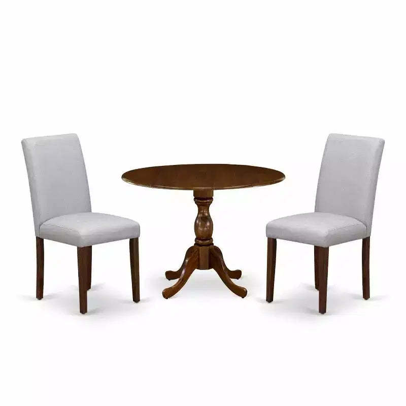 3-Piece Acacia Walnut Finish Solid Wood Top - Dining Room Set (Seats-4)