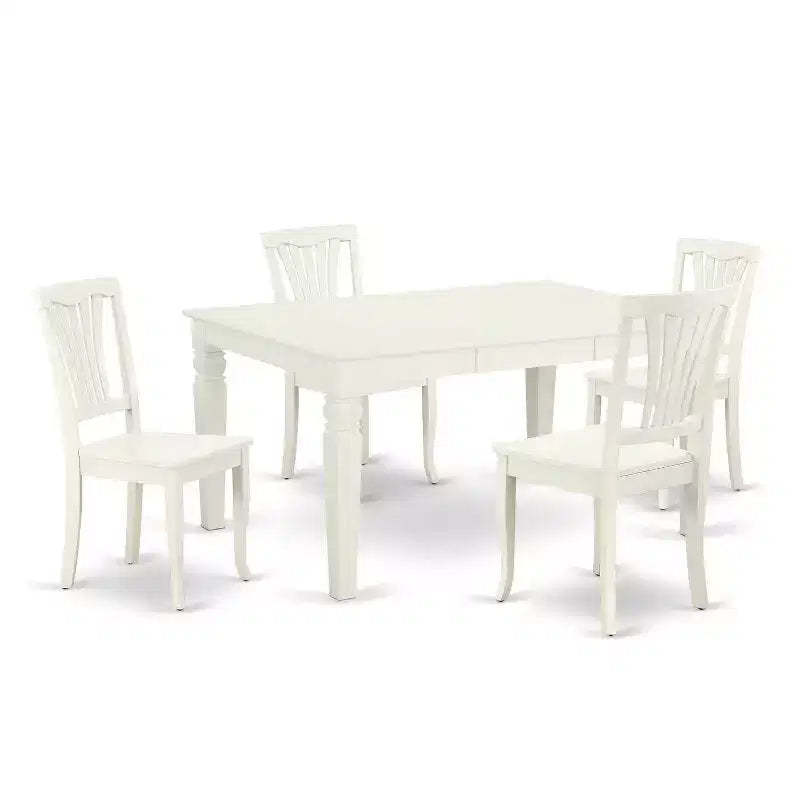 Medieval Dining Set 5Pc Rectangular Table & Chairs - 42/60 Inch Table with Leaf