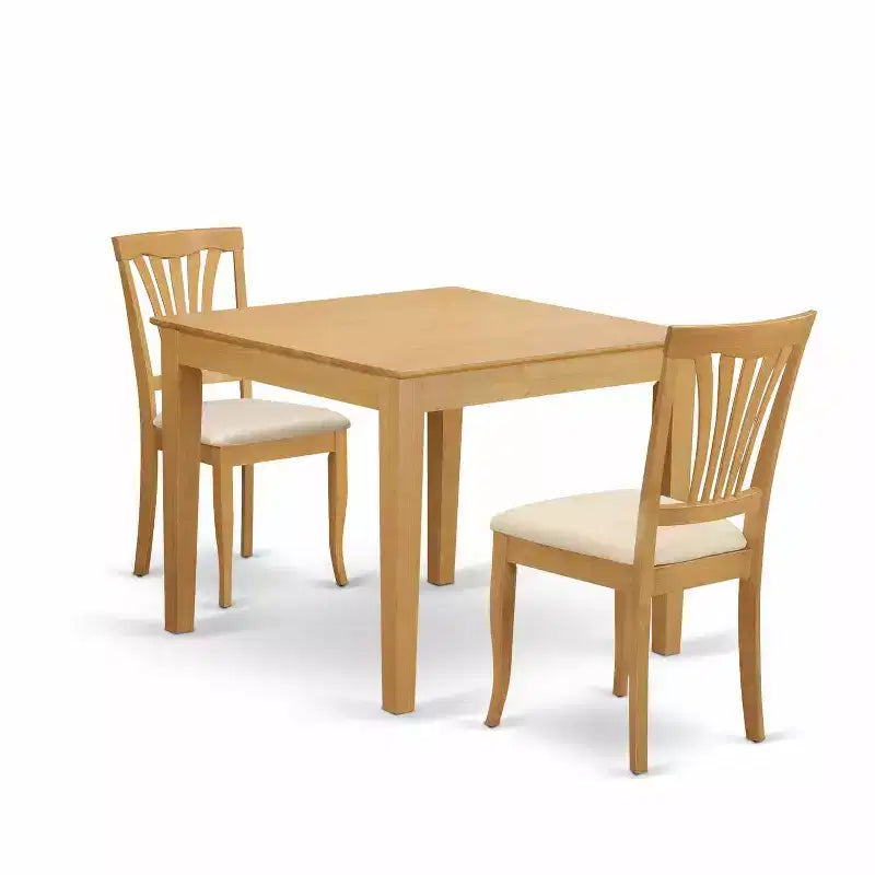 HomeStock 3-Piece Natural Brown Oak Finish Solid Wood Top Dining Table Set