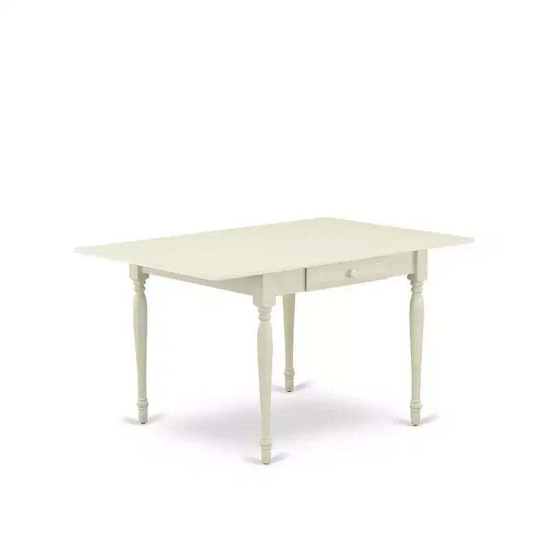 HomeStock 5-Piece Linen White Finish Solid Wood Top - Dining Room Set with Dropleaf (Seats-4)