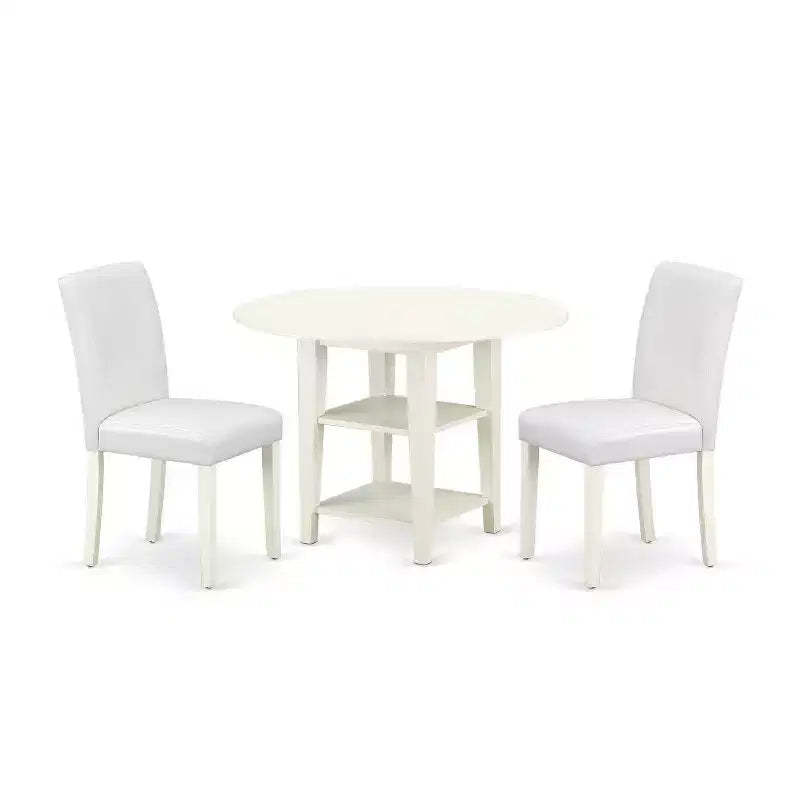 Modern Dining Set 3pc - Round Table & 2 Parsons Chairs - 42 Inch - City Chic Design
