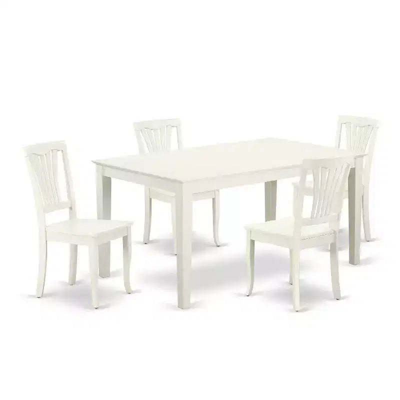 Rectangular Dining Set 5Pc 60 Inch Table with 4 Chairs - Modern Farmhouse Style