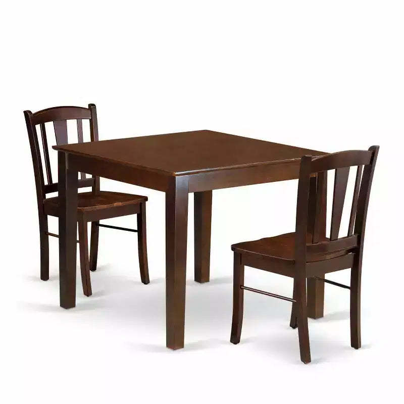 HomeStock 3-Pc Mahogany Finish Solid Wood Top Dining Table Set - Seats 2