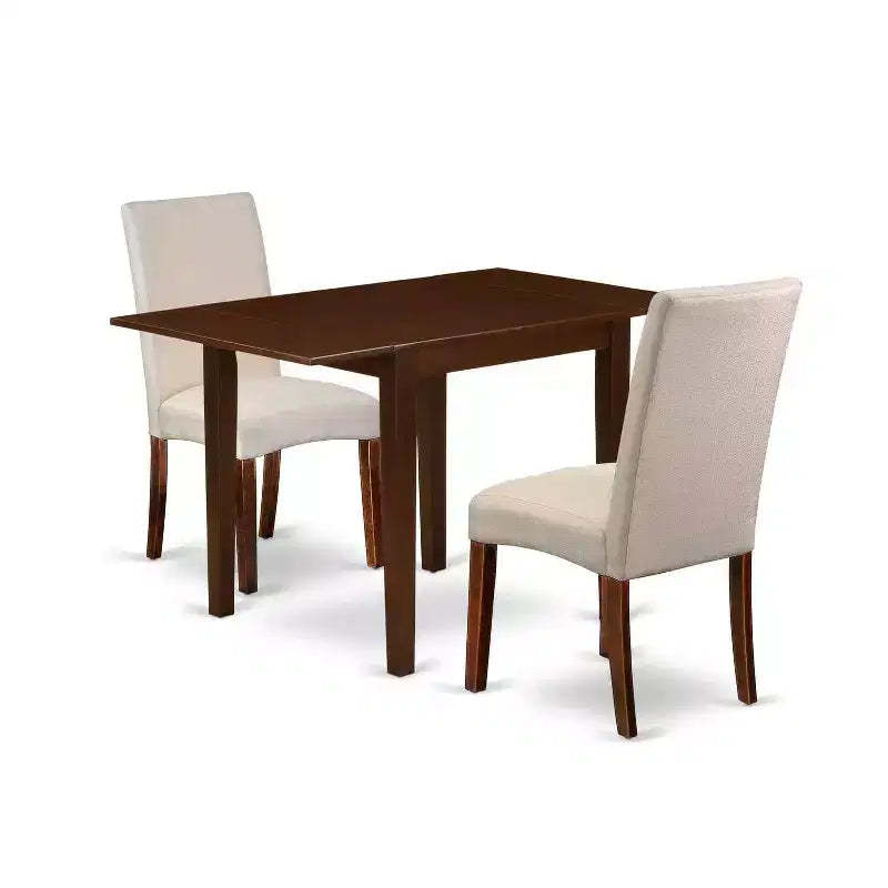 HomeStock 3-Piece Mahogany Finish Solid Wood Top Dining Table Set