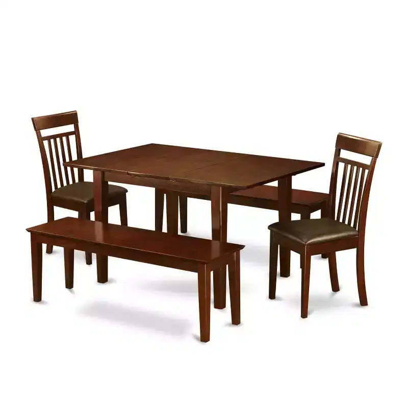 Rustic Dinette Set 7 Piece - Small Space Dining Table & 6 Chairs - Solid Wood Kitchen Table Set