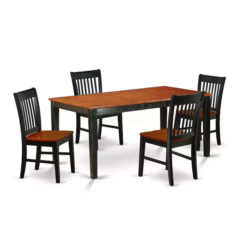 Renaissance Dining Set 5-Piece Rectangle Table & Chairs - 54/66 Inch Extendable Table