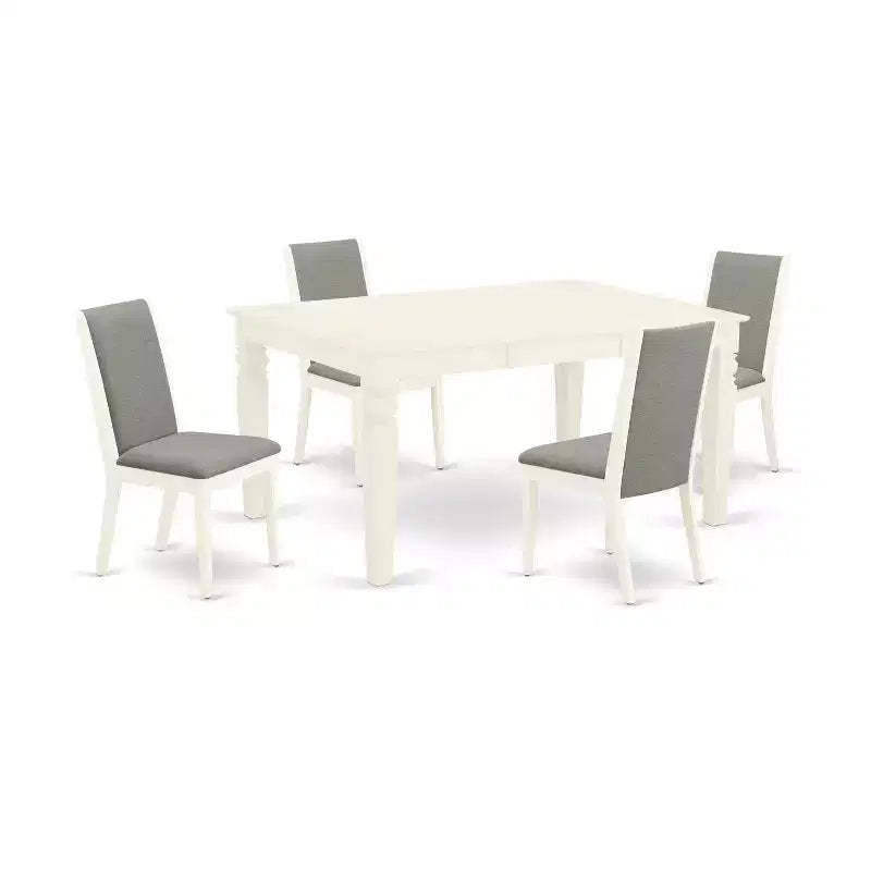 HomeStock 5-Piece Rectangle Buttermilk & Cherry Finish Solid Wood Top Dining table with 4 Chairs with Butterfly Leaf