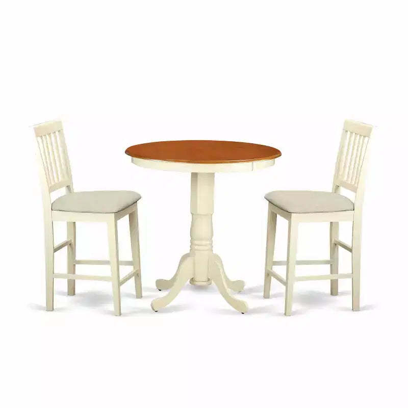 Counter Height Dining Set - 5 Piece Table & Chairs - Modern Bohemian Style - Round Table & Elegant Design