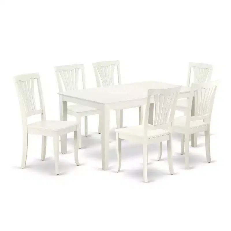 Rectangular Dining Set 7Pc Table & Chair Set - 60 Inch Table, Vertical Slatted Design