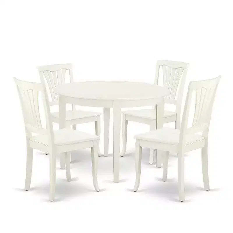 Retro Round Dining Set 5Pc - 42 Inch Table & 4 Chairs - Renaissance Style Kitchen Furniture
