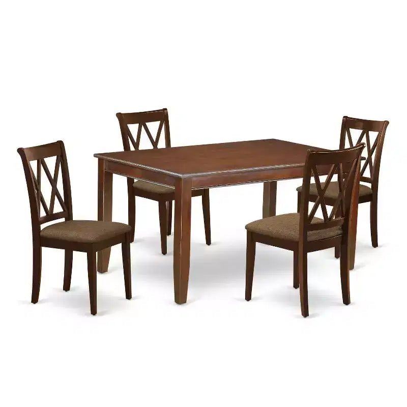 HomeStock 5-Pc Mahogany Finish Solid Wood Top-Rectangular Dining Room Set-Seats 4
