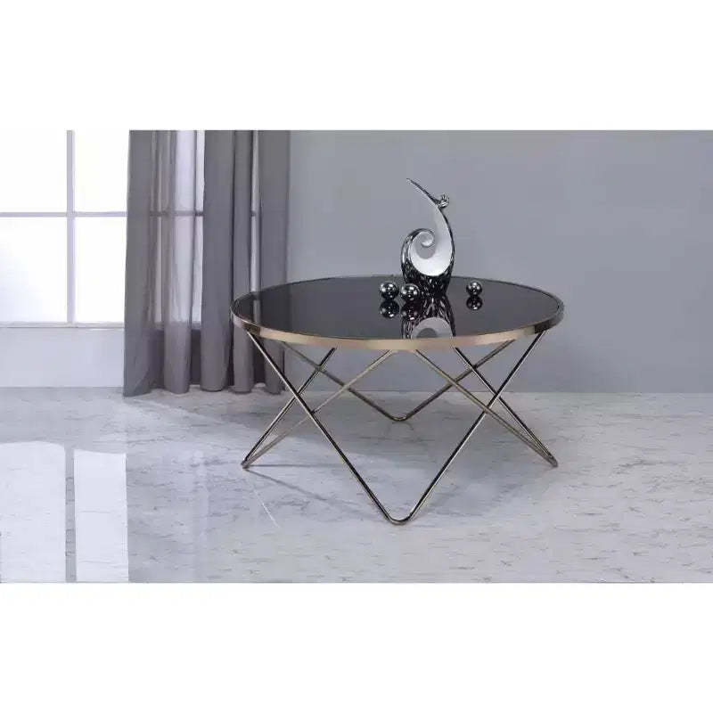 Royal Hampton Coffee Table, Black Glass & Gold