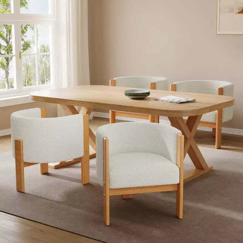 Christopher Knight Home Evelina Modern Boucle Upholstered Dining Chairs with Barrel Back (Set of 4)