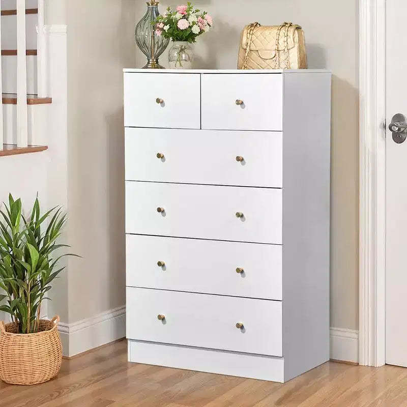 Karl Home 6-Drawer Large Dresser for Bedroom and Chest of Drawers with Sturdy Construction Wood Storage Organizer for Closet In white