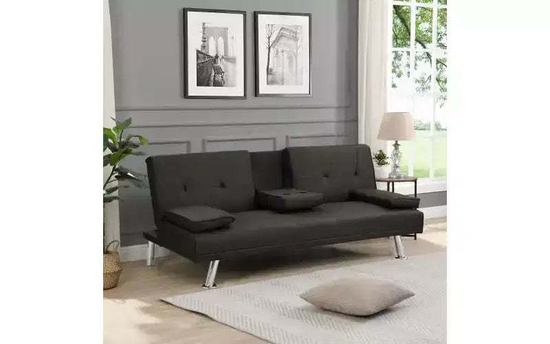 Convertible Sofa Bed Adjustable Sofa Double Sofa Removable Armrests Stainless Steel Legs,