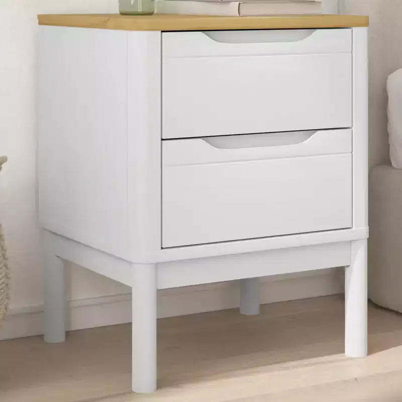 Bedside Cabinet White Solid Pine Wood Small Bedside Cabinet