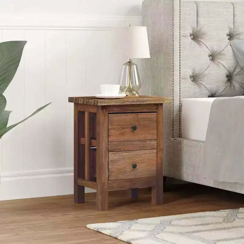 Nightstand Brown Solid Mahogany Wood 15.7x11.8x20.1 in