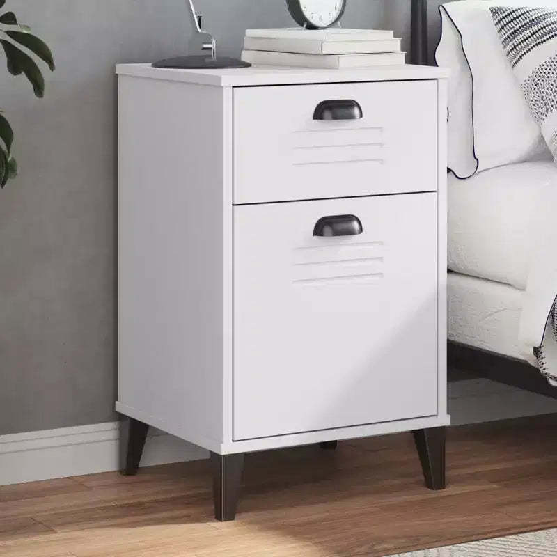 Bedside Table White Engineered wood, Plastic Medium Bedside Table