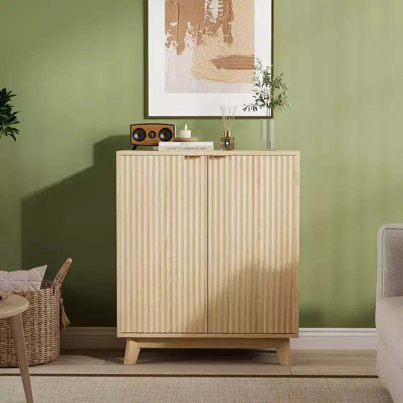 Sideboard Buffet Cabinet with Storage, Modern Fluted Accent cabinet with Doors & Adjustable Shelves, for Living Room, Dining Room, Kitchen