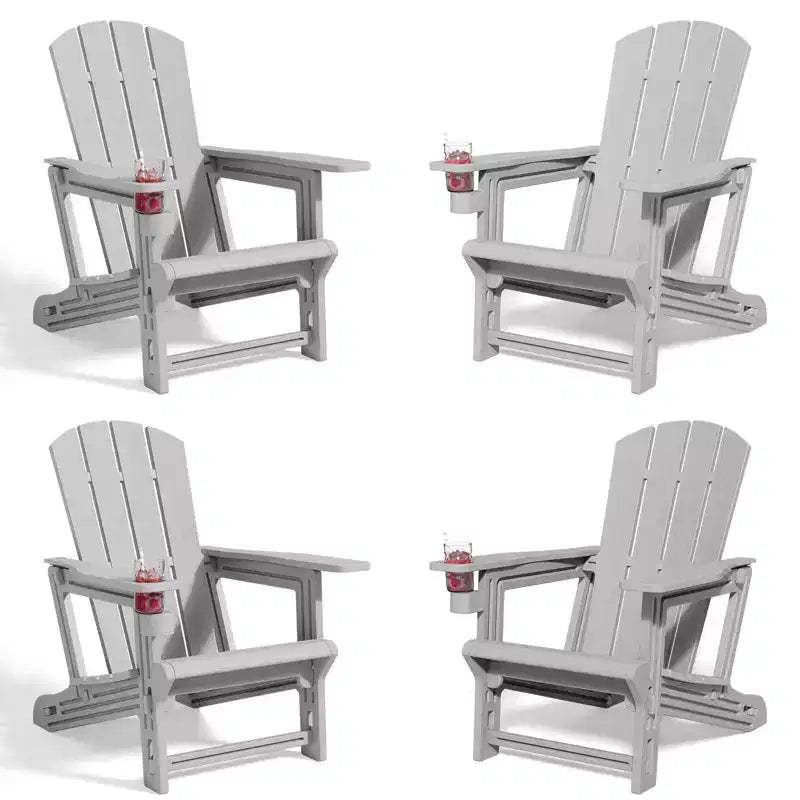 NAYSAYE Patio Chaise Lounge Adirondack Chair 4-Piece Foldable Recliner with Cup Holder 400 LBS Capacity for Backyard Garden, 22.3*30*36.4