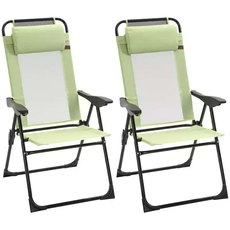 Set of 2 Portable Folding Outdoor Recliners w/ Adjustable Backrest