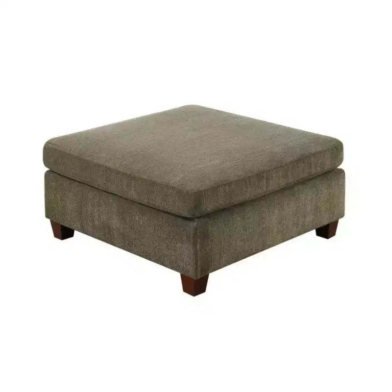 Royal Hampton 37 Inches Fabric Upholstered Wooden Ottoman, Taupe Brown
