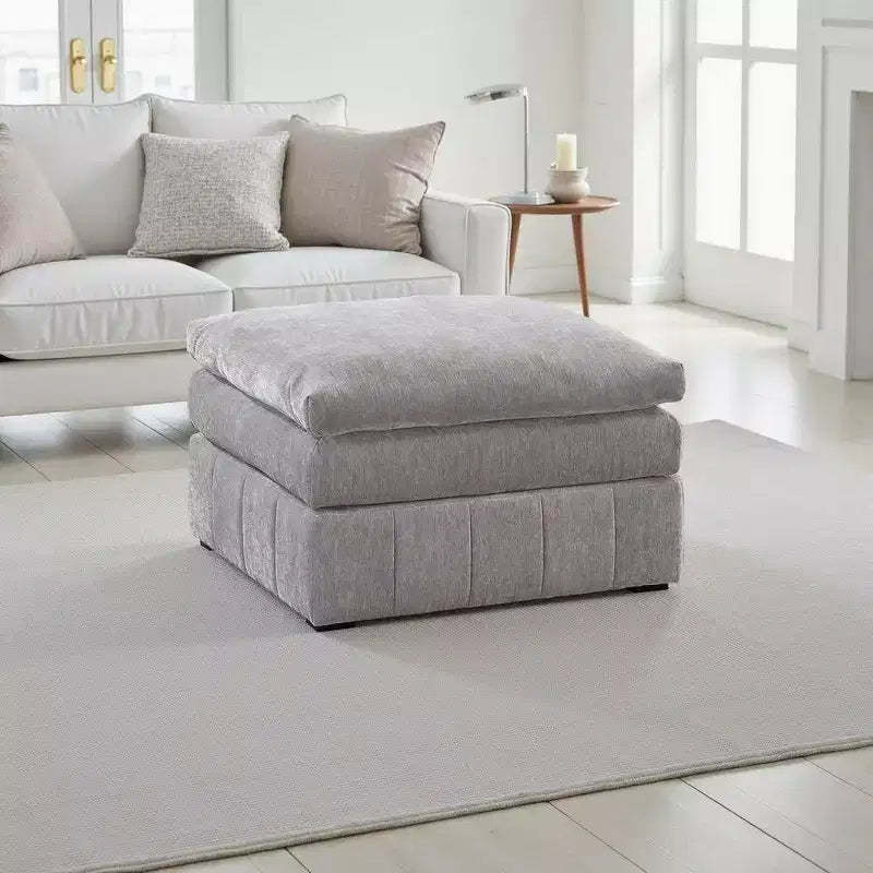 Royal Hampton 33 Inch Modular Ottoman, Three Layer Plush Cushioned Seat, Gray