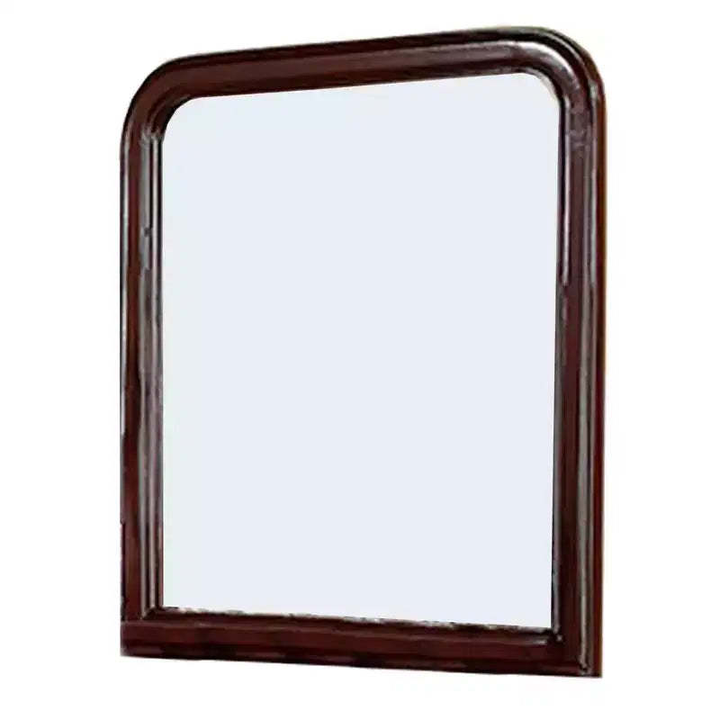 Royal Hampton 37 Inches Wooden Mirror with Curved Edges, Brown