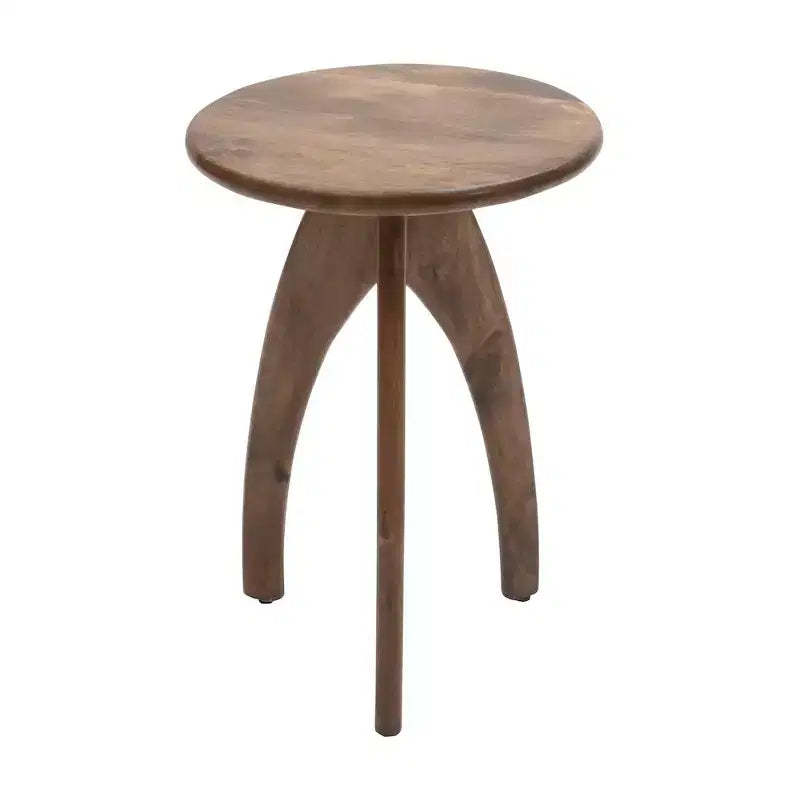 Jofran,Aero Curved Space Age Round Mid-Century Modern Solid Wood Accent End Table