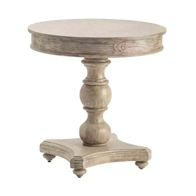 Crestview Collection Round Beige Solid Wood Accent_End Table
